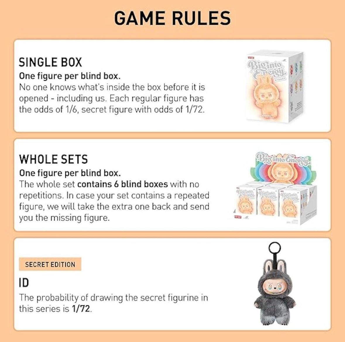 Labubu Doll The Monster Big Into Energy Series Blind Box Labubu Vinyl Plush Pendand Random Action Figure,Collection Blind Box Toy,Multicolor Random